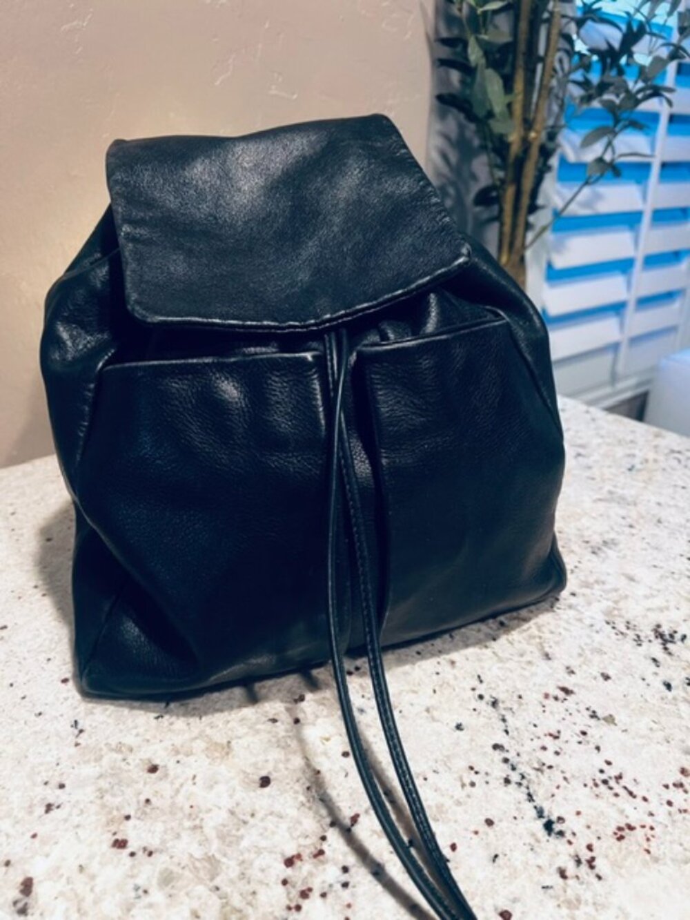 Buttersoft Black Italian Leather Marco Buggiani Backpack Shoulder Bag ~ 13x12x3"